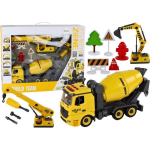 LEAN Toys Construction Vehicles Sound Light 1:12 DIY Concrete Mixer Crane Excava
