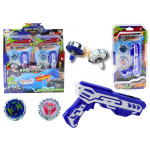 LEAN Toys Set Gun Launcher 2 Metal Discs Blue Lights