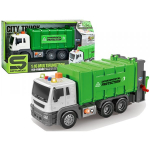 LEAN Toys Garbage Truck Friction Drive Sound Effects Green 1:16 Sorting