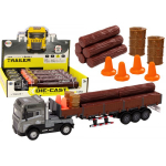 LEAN Toys Wood Truck Truck Trailer 1:24 Wood Logs Sounds Lights