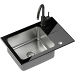 Steiner Steiner Hugh 116 bowl steel sink with black glass top