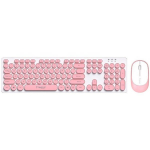 T-Wolf TF770 2.4G Wireless Keyboard Mouse Combo Retro Punk Pink