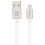 Swissten "Textile Fast Charge 3A Lightning (MD818ZM/ A) 0.2M" Silver