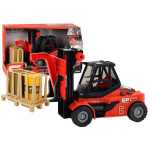 LEAN Toys Red Forklift 1:16 Moving Forks Sounds Lights