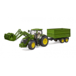 Bruder John Deere 7R 350 with front loader and tandem axle transport t