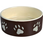 TRIXIE Trixie ceramic bowl brown with beige paws 0.3L/ 12cm