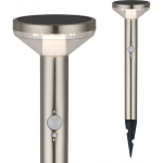 Maclean Solar LED lamp with sensor, matt chrome, IP44, 3 lighting mode