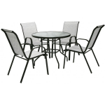 Evelekt Dublin Table and 4 Chairs Silver Grey