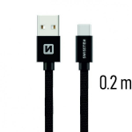 Swissten "Textile Quick Charge 3.1 USB-C 0.2M" Black