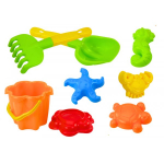 Hemar Set for Sand, Bucket, Strainer, Molds, 8 pieces, Colorful