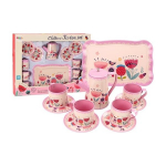 LEAN Toys Coffee Tea Set Cups Kettle Tray Pink Cafe 12 pcs.