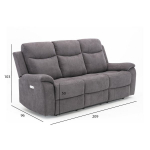 Evelekt Recliner sofa MILO 3-seater with electric mechanism grey