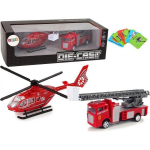 LEAN Toys LeanToys Fire Brigade Truck Set Ladder Pull Helicopter
