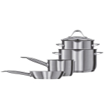 Smile MPM 7-piece pot set with straining lids and frying pan
