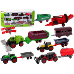 LEAN Toys Set of Agricultural Vehicles Tractor 12 Pieces Metal