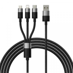 Baseus StarSpeed Series USB-C + Micro USB + Lightning 3,5A 1,2m Black