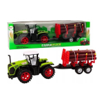LEAN Toys Farm Tractor With Wood Trailer 9 Bali Trees Green Drive