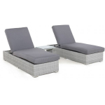 Evelekt Ascot Table and 2 Sun Loungers Grey