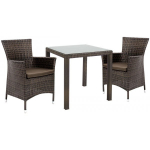 Evelekt Wicker Table and 2 Chairs Brown