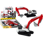 LEAN Toys _6949274 Crawler Excavator White and Red Metal Bucket