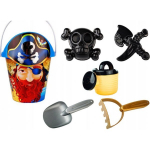 LEAN Toys Pirate Sand Set, Bucket, Watering Can, Strainer, Set of 6 pieces.