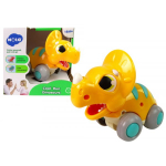 LEAN Toys Dinosaur on Wheels Yellow Triceratops Figurine
