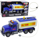 LEAN Toys Truck Tanker Water Lights Sounds Blue 1:14