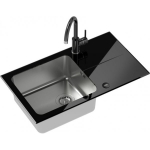 Steiner Steiner Hugh 111 steel bowl sink with black glass top