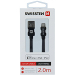 Swissten "(MFI) Textile Fast Charge 3A Lightning (MD818ZM/ A) 2.0M" Black