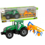 LEAN Toys Green Tractor with Orange and Blue Rake Friction Drive