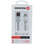 Swissten "(MFI) Textile Fast Charge 3A Lightning (MD818ZM/ A) 1.2M" Silver