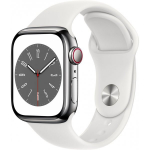 Apple Watch Series 8 Cellular 41mm Silver Stainless Steel/ White Sport