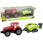 LEAN Toys Red Farm Tractor with Green Seeder Friction Drive