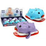 LEAN Toys Wind-up Bath Toy Floating Hippopotamus On A Board