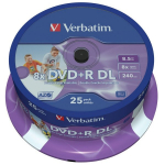 Verbatim DVD+R 8.5GB Wide Printable-No ID Cake Box 25