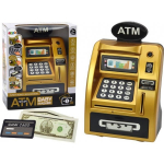 LEAN Toys ATM Piggy Bank For Children Learning To Save Gold Black