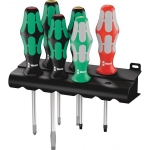 Wera Wera 334/ 368/ 6 screwdriver set Kraftform Plus + Rack (black/ green, 6 p