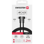 Swissten Arcade Gaming Quick Charge 3.1 USB-C to USB-C 1.2m Black