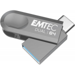 Emtec 64GB D280 Dual USB-A / USB-C Silver