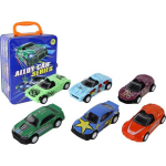 LEAN Toys Vehicle set with friction drive in a metal housing