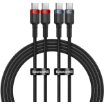 Baseus Cafule USB-C to USB-C 100W 1m Red-Black / Black-Grey 2pcs.