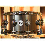 DW 6.5x14 Collector's Satin Black over Brass w/ Black Nickel Snare Drum Snare trumm