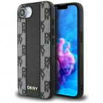 Tagakaaned DKNY  DKNY Leather Checkered Mono Pattern MagSafe iPhone 16e Case - Black