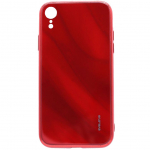 Tagakaaned Evelatus Apple iPhone XR Water Ripple Full Color Electroplating Tempered Glass Case Red