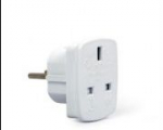 Adaptrid Gembird AC power adapter, UK socket to EU Schuko plug, 7.5 A White, Travel adapter