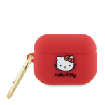 Korpus k&otilde;rvaklappidele Hello Kitty Apple Airpods Pro 2 cover Silicone 3D Kitty Head Red