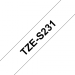 Tarvikud ja tarvikud Brother TZ-S231 Strong Adhesive Laminated Tape Black on White, TZe, 1.2 cm, 8 m