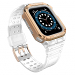 Tagakaaned Hurtel  Protect Strap Band for Apple Watch 42/44/45mm Armored Case Strap - Transparent, Rose Gold