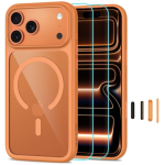 Tagakaaned Tech-Protect  Tech-Protect MagOne CC MagSafe Case + Tempered Glass 2-Pack for iPhone 18 Pro Max / 17 Pro Max - Transparent Orange