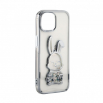 Tagakaaned iLike Apple iPhone 15 Pro Silicone Case Print Desire Rabbit Silver